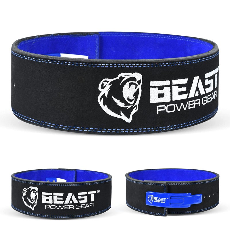 Beast Power Gear Beastpowergear Weight Lifting Belt with Lever Buckle 4" Wide,10mm Thick |Genuine Leather | Back Support. (Black/Black, Small) - Image 3